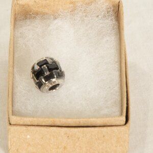 Pandora Star Wars Black Crystal Spacer Charm Silver Tone Bead